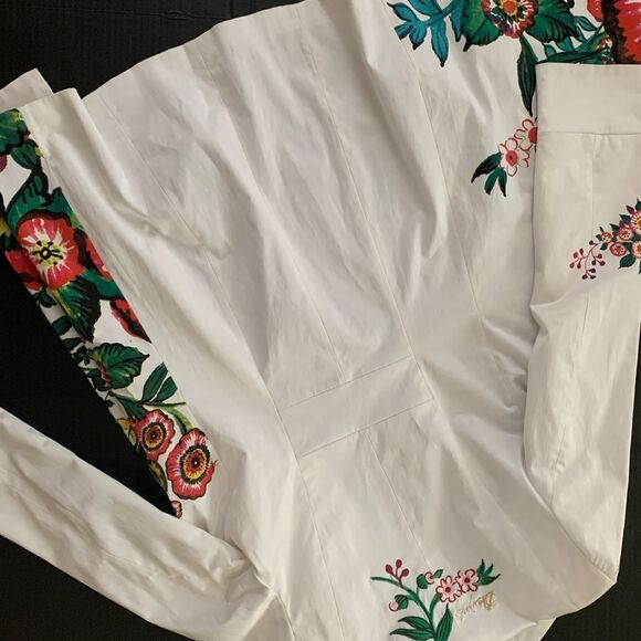DESIGUAL coat trench white GREEN floral - Picture 5 of 7